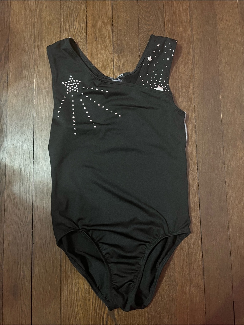 Magic Black Dance Leotard with Subtle Purple Logo